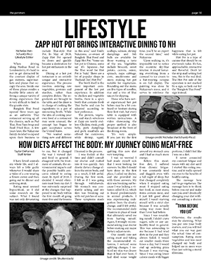 Layout of lifestyle page in Penmen Press newspaper